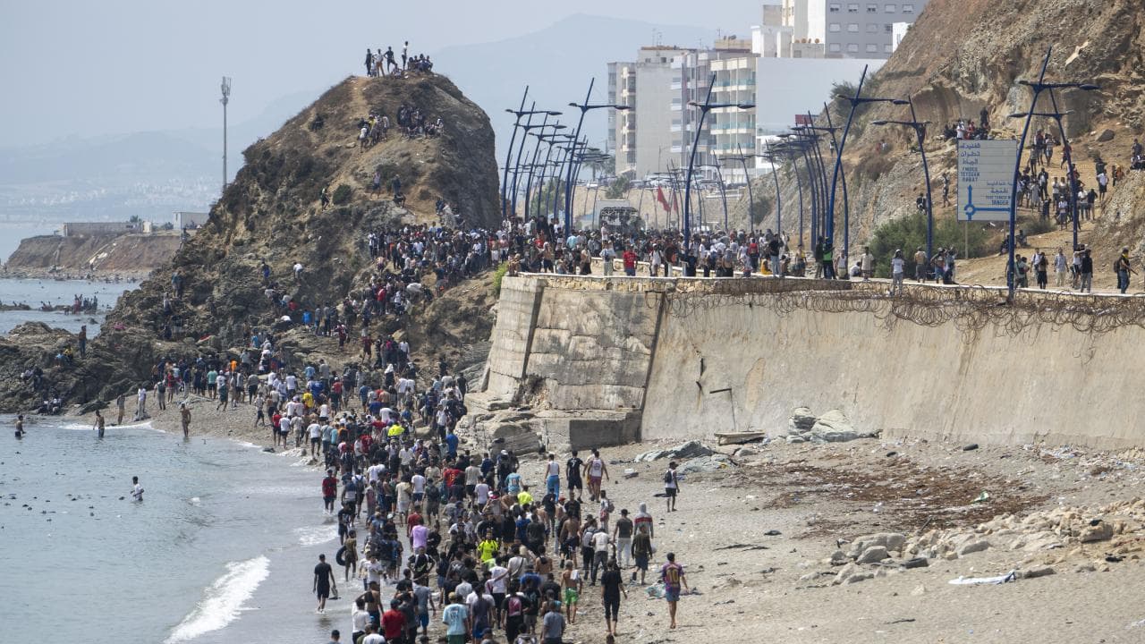 On July 30, Authorities Intervened As Over 800 Migrants Attempted to Swim From Morocco's Fnideq Coast to Ceuta