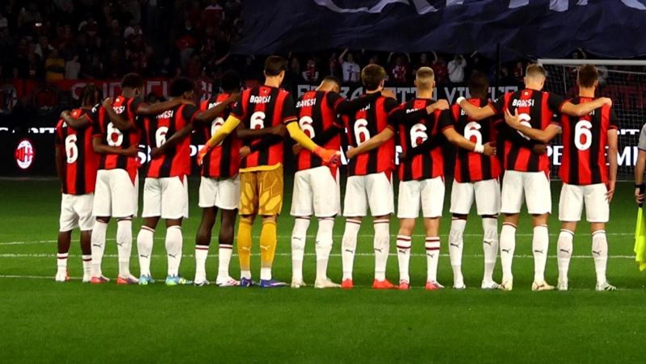 At the Sixth Minute, the Optus Stadium Screens Showed Baresi's Image With the Message '6 Per Sempre'